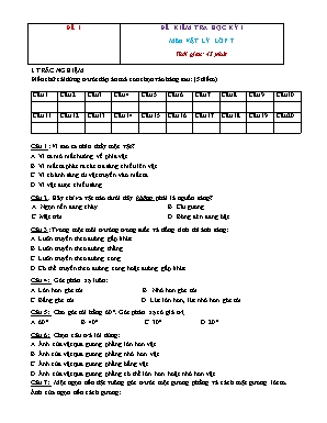 40 Đề Kiểm tra học kỳ 1 Vật lý 7 (có đáp án)